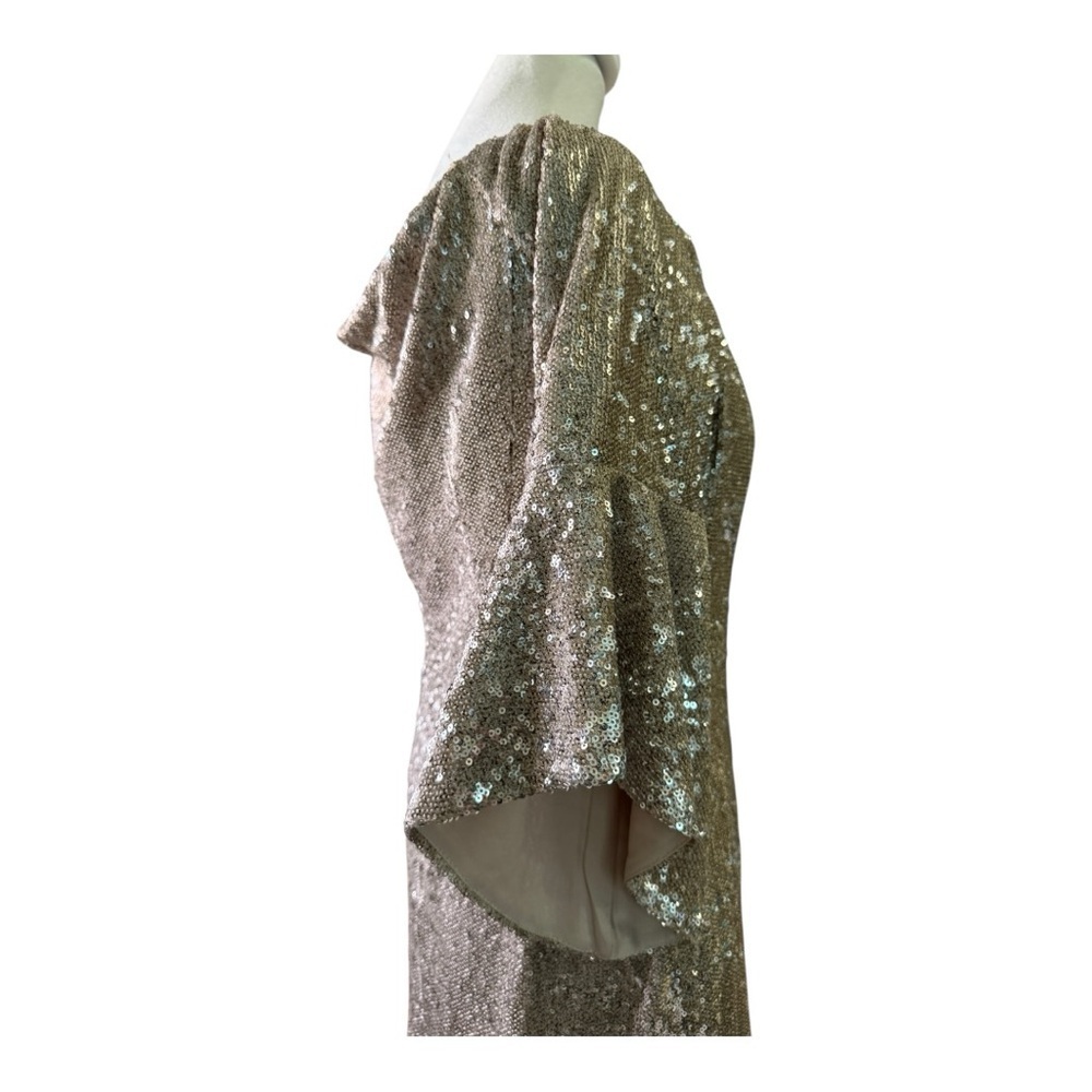 ANTONIO MELANI Gold Nude Sheath Dress with Cowl Neck and Dolman Sleeves - Picture 4 of 7